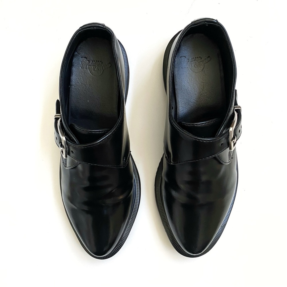 DR. MARTENS BLACK LEATHER MILLER SILVER BUCKLE DETAIL LOAFER DRESS SHOES - Picture 2 of 10